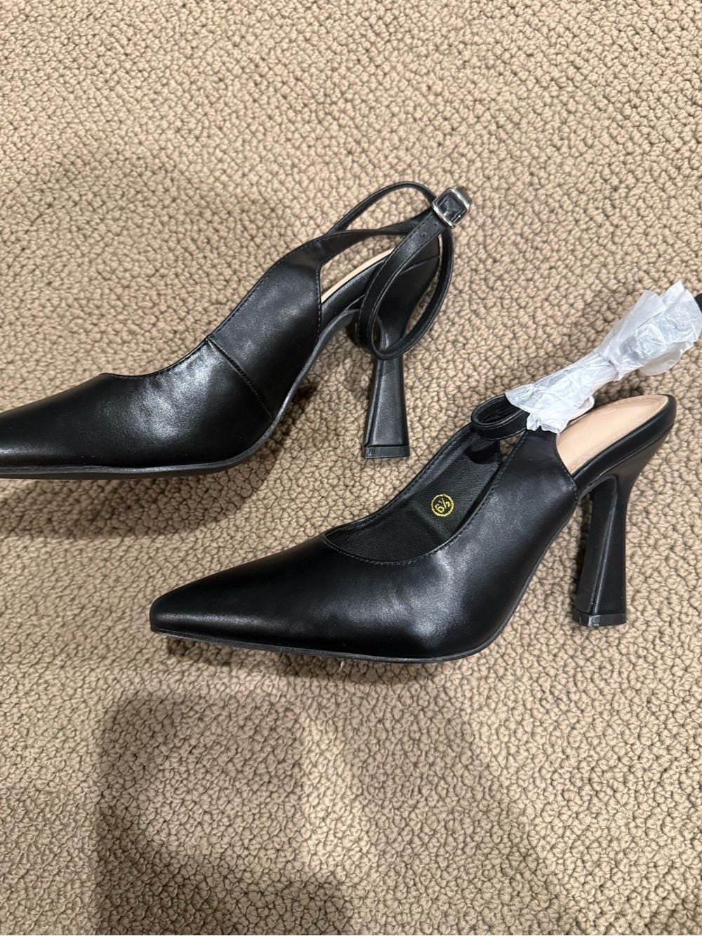 Black Pointed Toe Slingback Heels